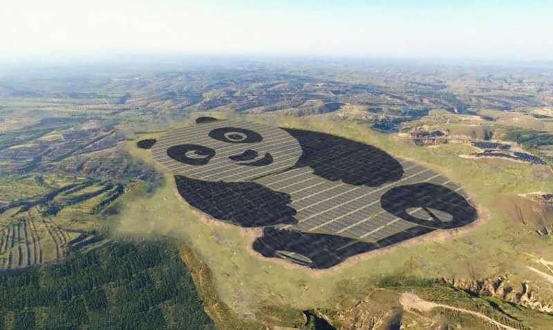 13. Солнечная ферма (солнечная электростанция) в форме панды в Китае