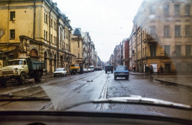Улица Некрасова из автомобиля, 1990 год.