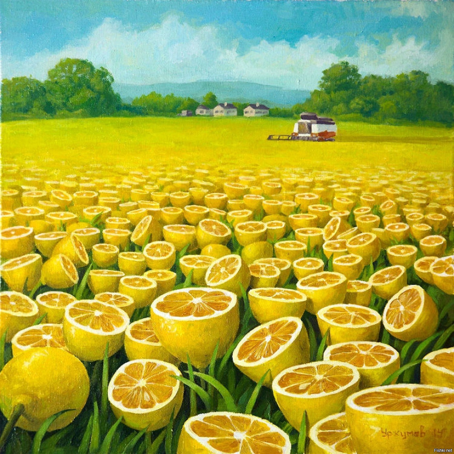 Фруктовые поля the hunt. Лимонные картины Виталия Уржумова.