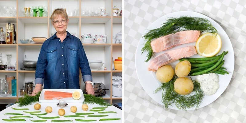 17. Бригитта, 70 лет, Швеция: Inkokt Lax (вареный холодный лосось и овощи)