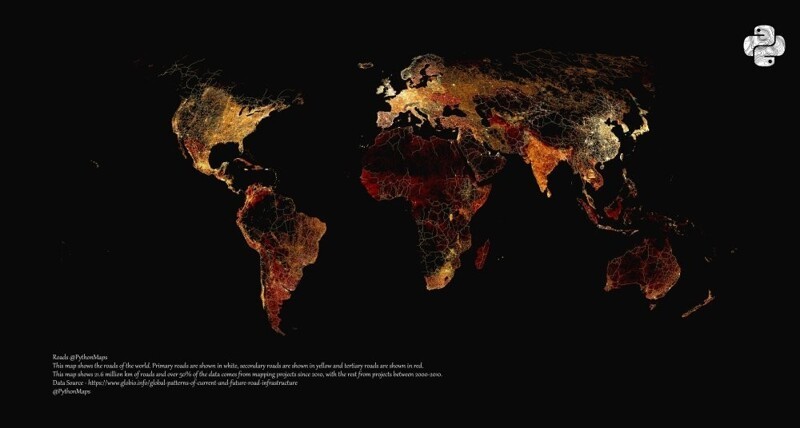Все дороги мира: более 20 миллионов километров дорог на одной карте