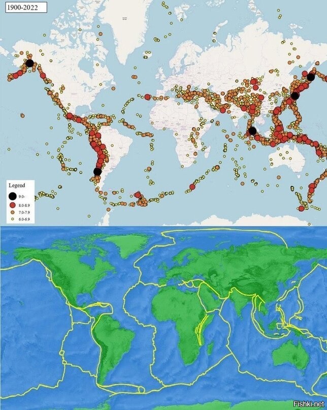 Карта землетрясений в мире