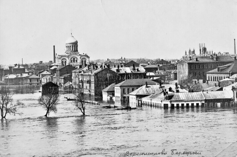 Затопленное Дорогомилово в Москве. Российская империя. Апрель 1908 год