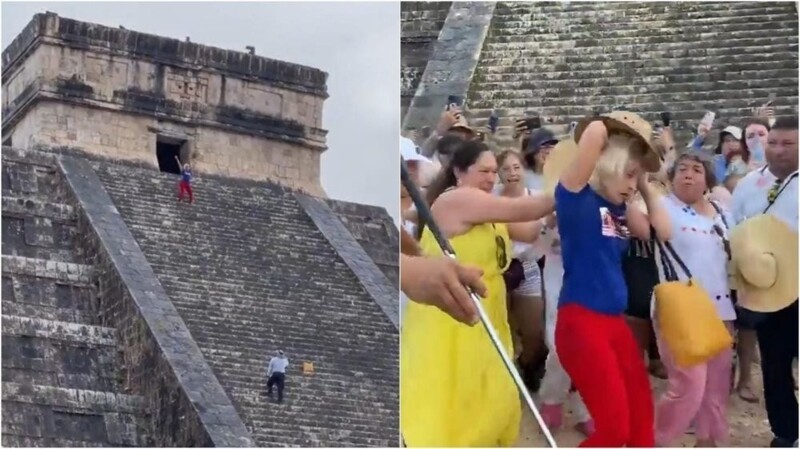 8. Туристка залезла и станцевала ради Тиктока на священной пирамиде майя в Чичен-ице в Мексике. Её освистала толпа свидетелей. И это - уже третий подобный случай за полгода