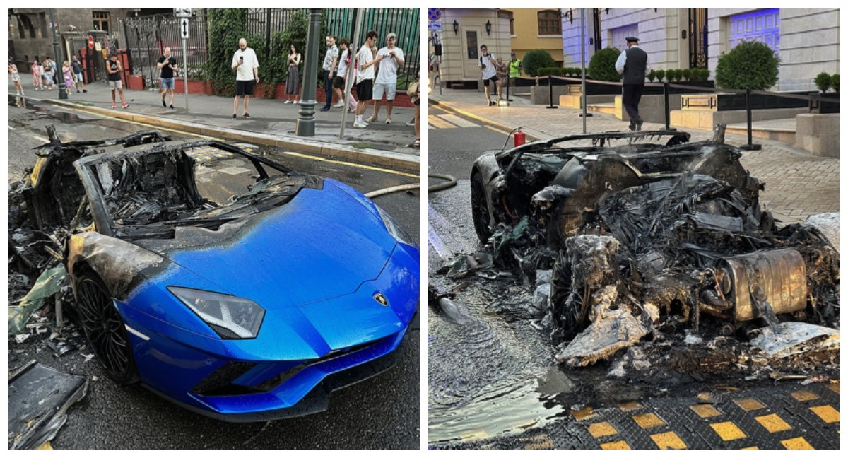 Старые Lamborghini горящая