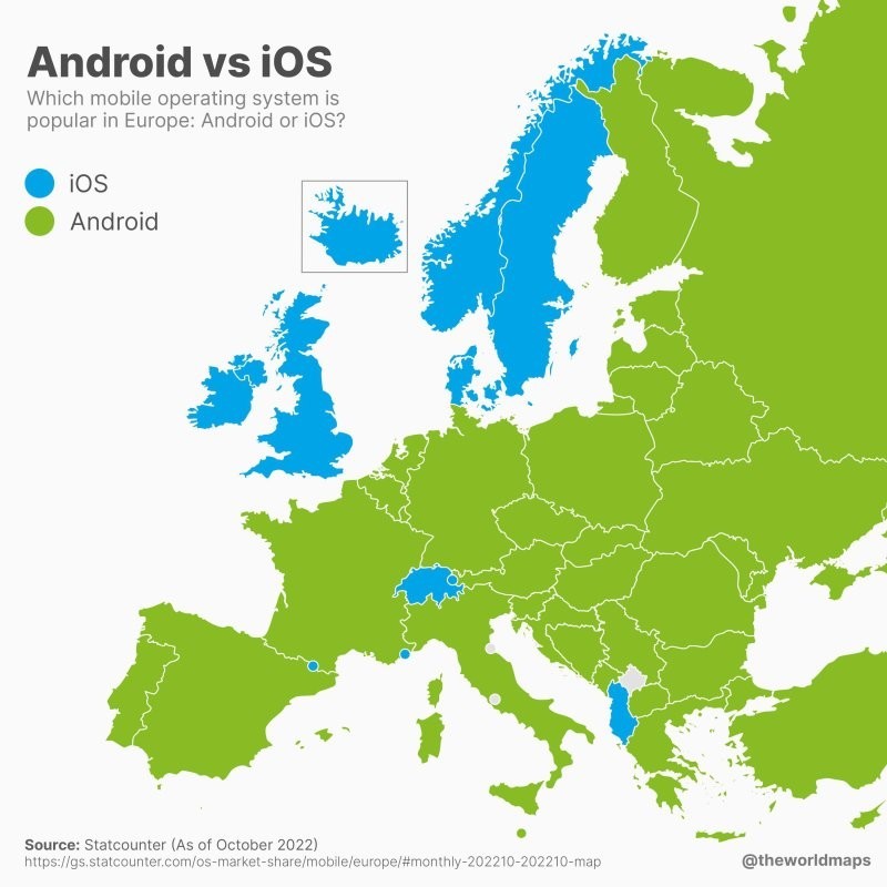 11. Android против iOS в Европе