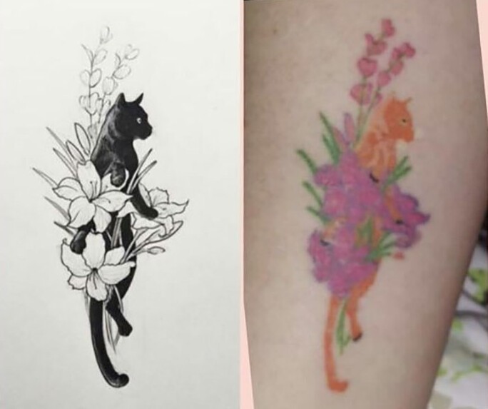 14. "Я попросила тату как слева, только в цвете. Получилось вот что"
