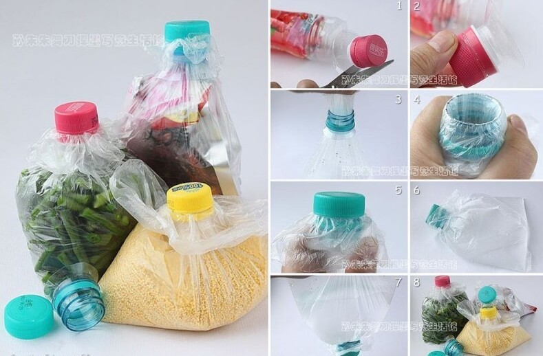 6. Как закрыть пакет с помощью крышки от пластиковой бутылки