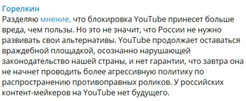 В Госдуме рассказали о возможной блокировке Youtube