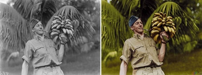 13. Колоризованное фото лейтенанта Эйчар Уигли. Остров Норфолк, Австралия, сентябрь 1943 года