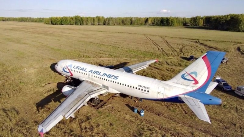 "Уральские авиалинии" сообщили о подготовке севшего в поле самолёта Airbus к взлету