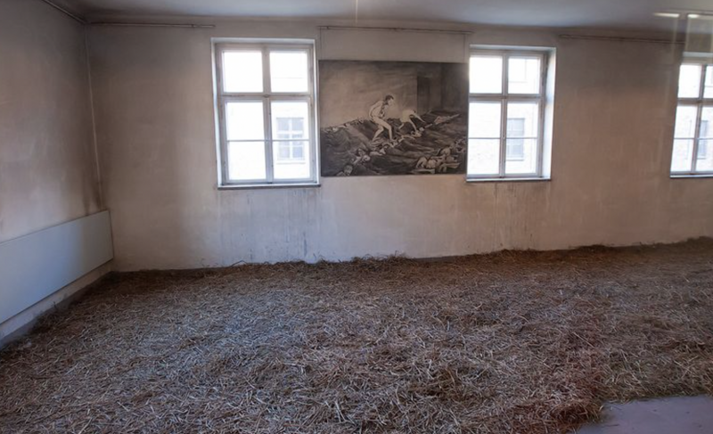 Заключенные, которых доставляли в самом начале, спали на соломе, разбросанной на бетонном полу.