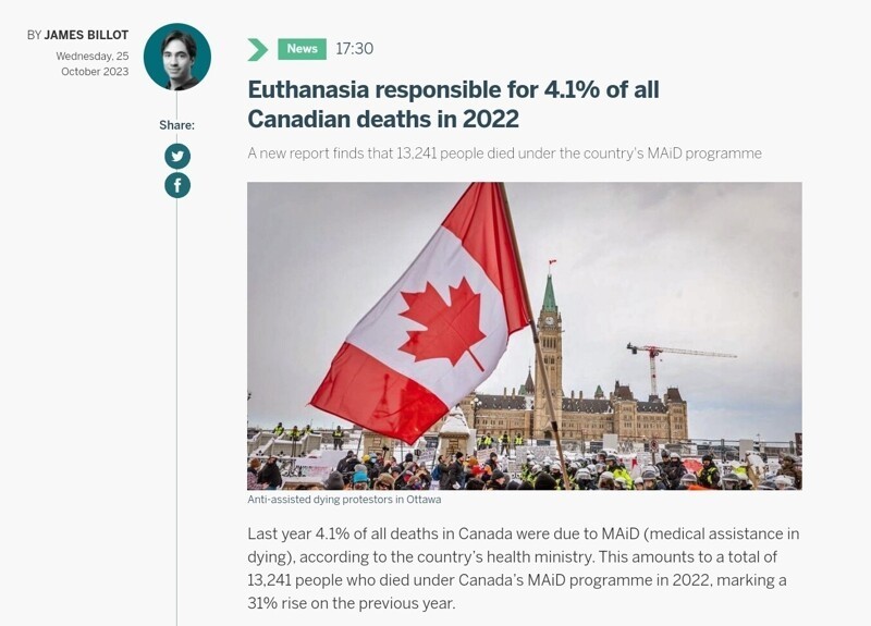 В Канаде благодаря программам добровольной эвтаназии резко выросло число смертей