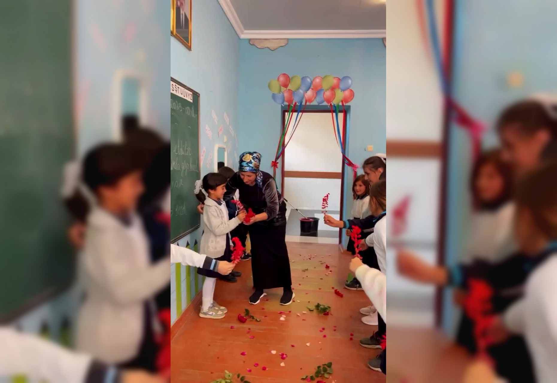 Милота дня: в Азербайджане школьники поздравили уборщицу с днём рождения