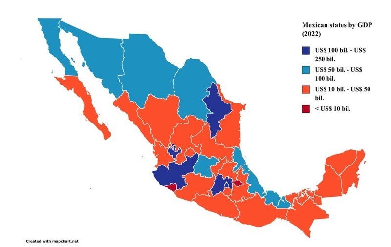 Мексиканские штаты по уровню ВРП