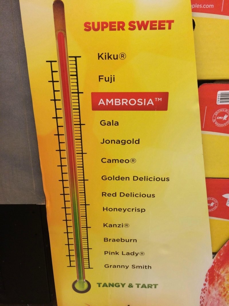 10. В супермаркете установили "термометр", чтобы определять уровень сладости в зависимости от цвета и сорта яблока