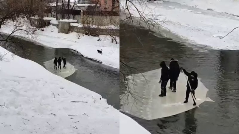 Суровые челябинские дети отправились в плавание на льдине