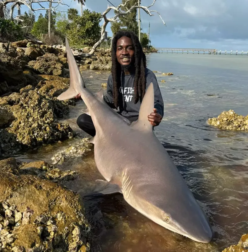 Рыбак из Флориды ловит акул голыми руками и позирует с ними