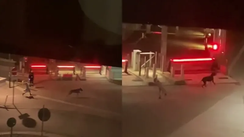 Очевидцы сняли на видео, как крупная собака выгуливает свою хрупкую хозяйку