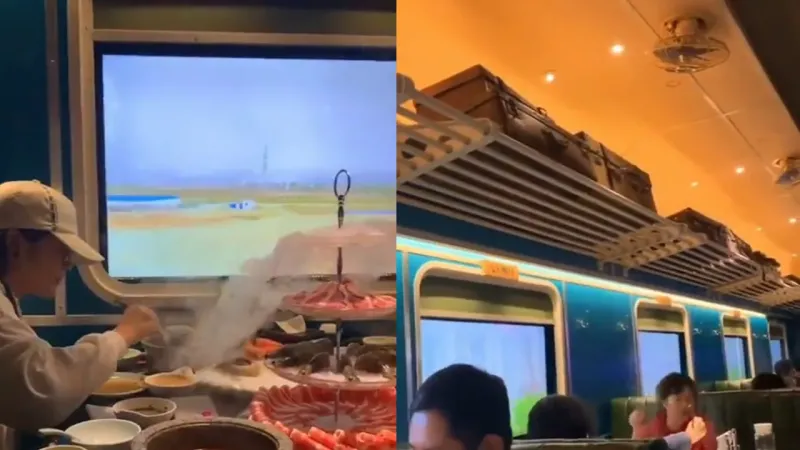 Китайский ресторан, имитирующий вагон поезда 