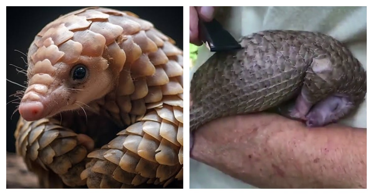 Панголин радуется, когда его чешут