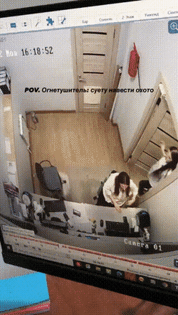 Если на стене висит огнетушитель, он обязательно упадет