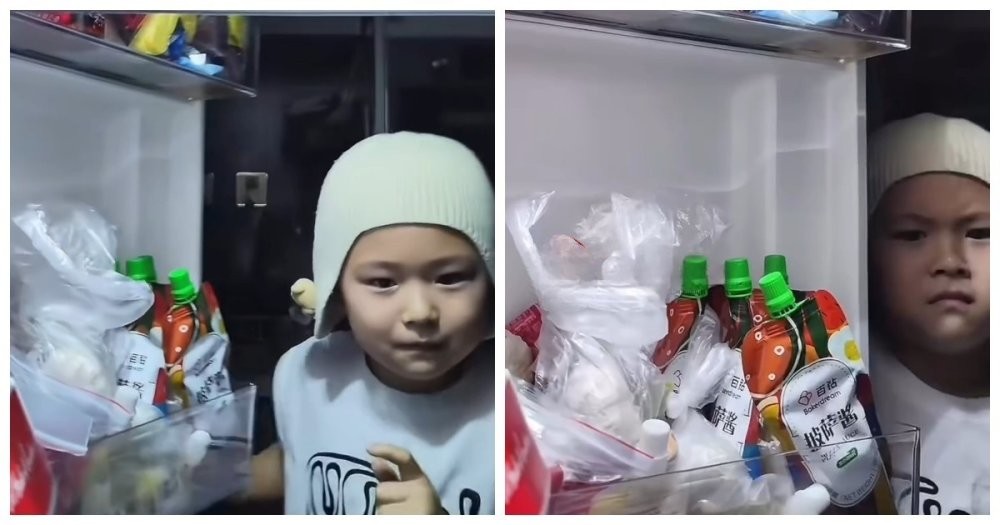 В Китае на камеры попала полуночная преступная операция по выносу вкусняшек из холодильника