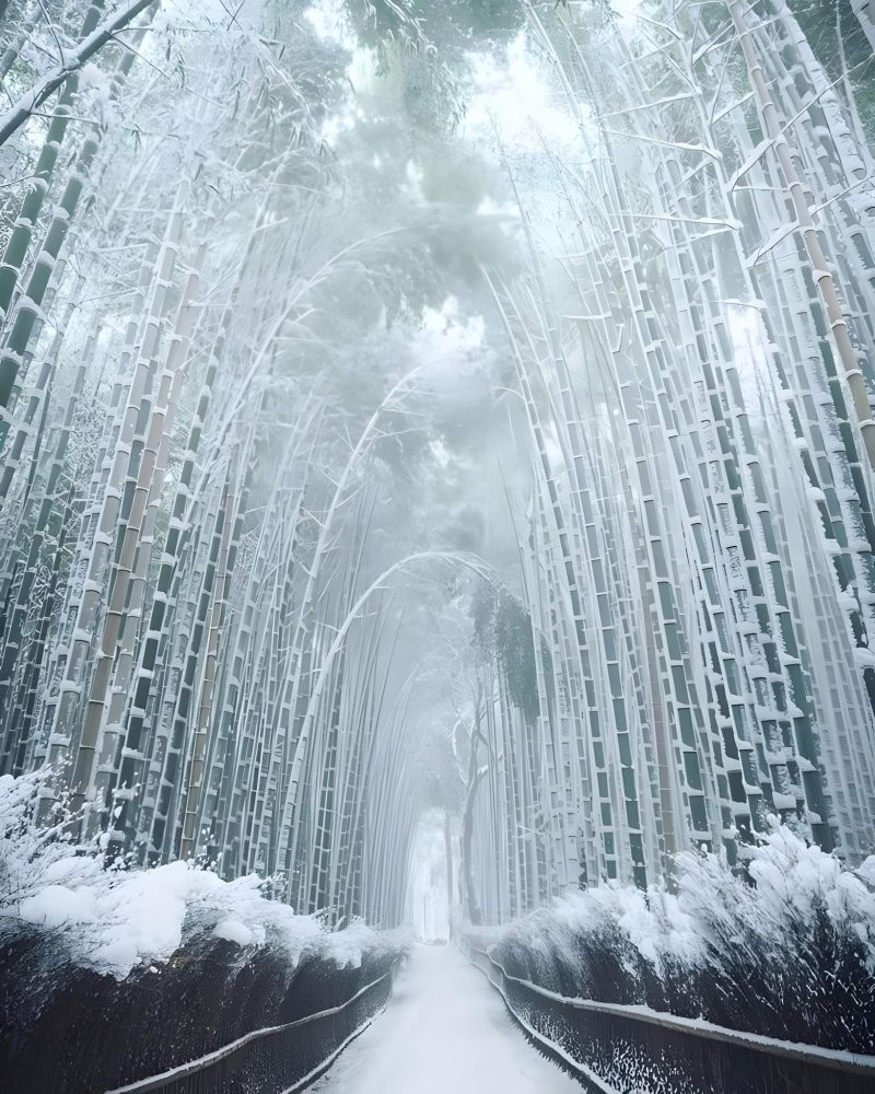 5. Бамбуковый лес Арасияма в Киото, Япония, зимой 5. Бамбуковый лес Арасияма в Киото, Япония, зимой