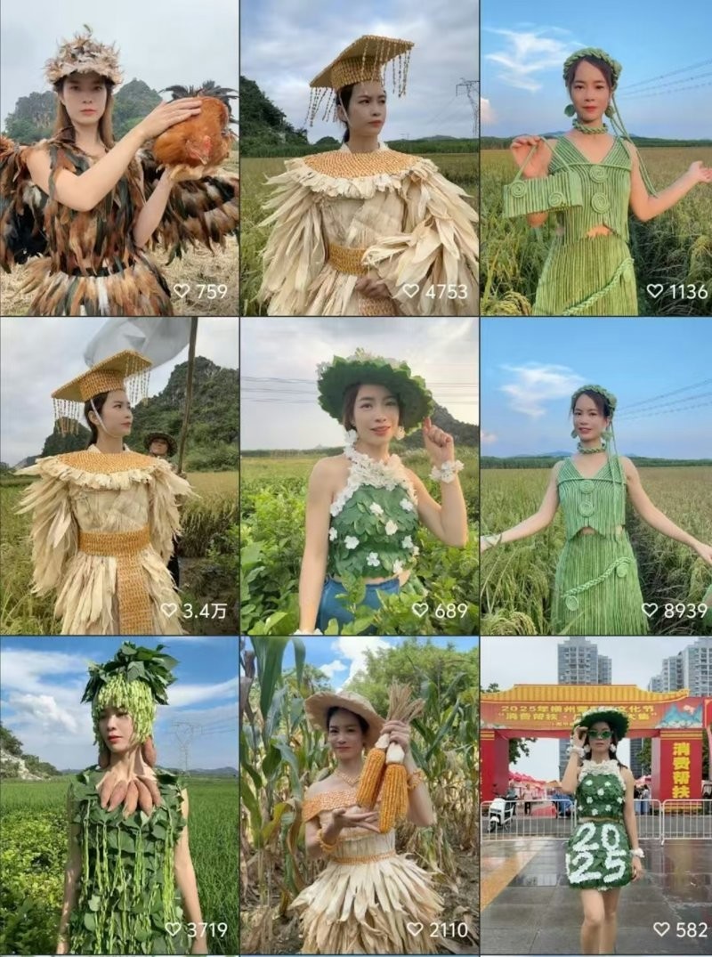 Китаянка создает платья из арахиса и кукурузы