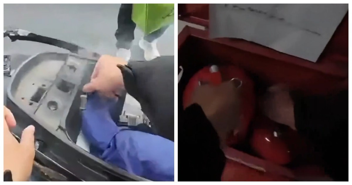 В Китае курьер спас водителя, потушив загоревшийся электроскутер