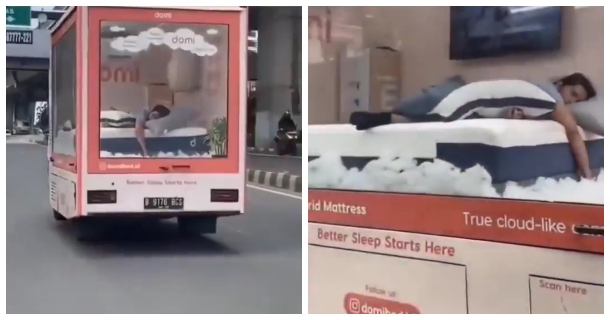 Индонезийский бренд матрасов платит за сон в движущемся автомобиле