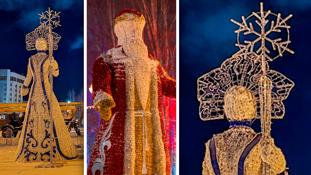 "Зомби или киборги?": жители Нижневартовска раскритиковали гигантские новогодние фигуры без лиц на площади города