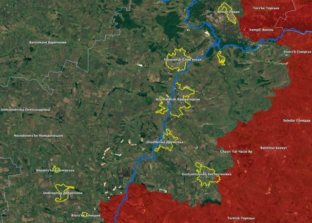 На данный момент под контролем ВСУ находятся 10 городов в Донецкой области с довоенным населением около 500 000 человек. Две крупные реки, 10 городов, 240 населенных пунктов и целая сеть обширных укреплений и оборонительных линий противника