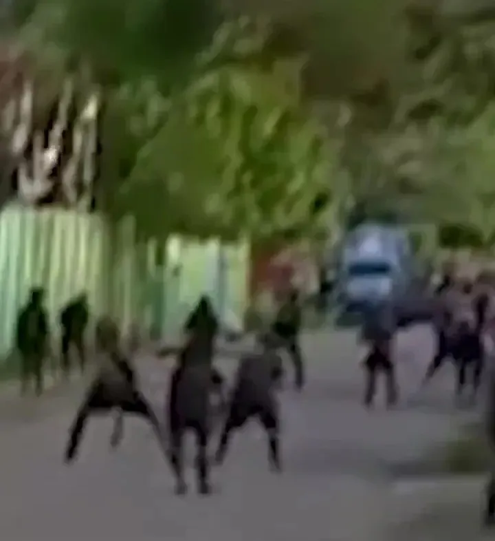 Враждующие племена развернули битву с луками на оживлённой улице