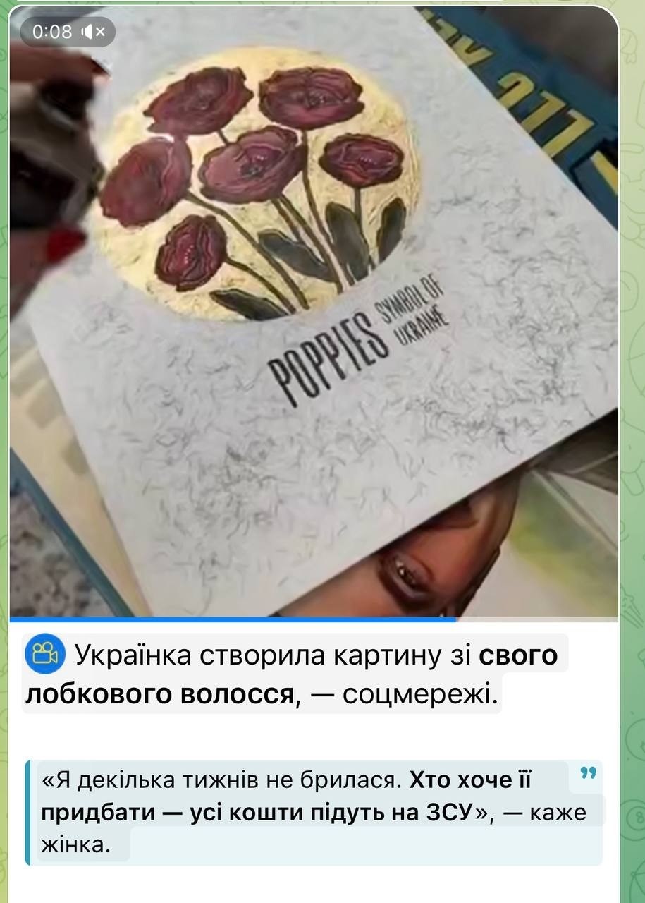 Я х.з. как это комментить. Прастити. Творчество умалишенных. Украинка сделала картинку из лобковых волос. Деньги с продажи пойдут на поддержку ВСУ