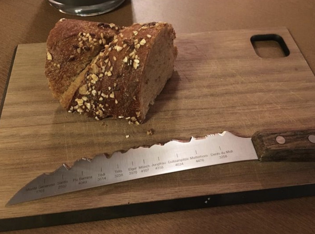 Очень необычное лезвие ножа, которое повторяет горные пики Швейцарии