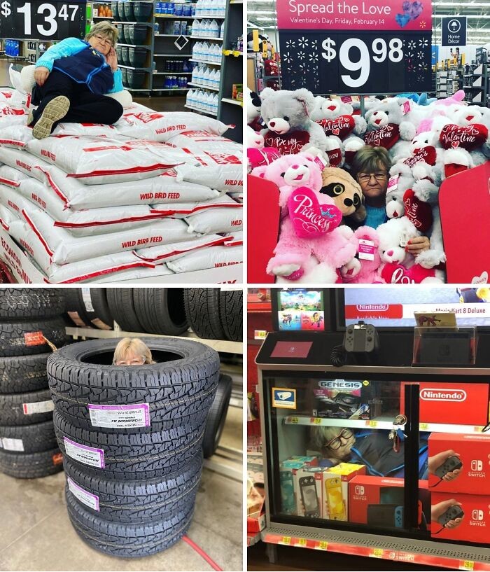 1. Это Шарлин, сотрудница Walmart, позирует с товарами для местной страницы магазина в Мэриленде 