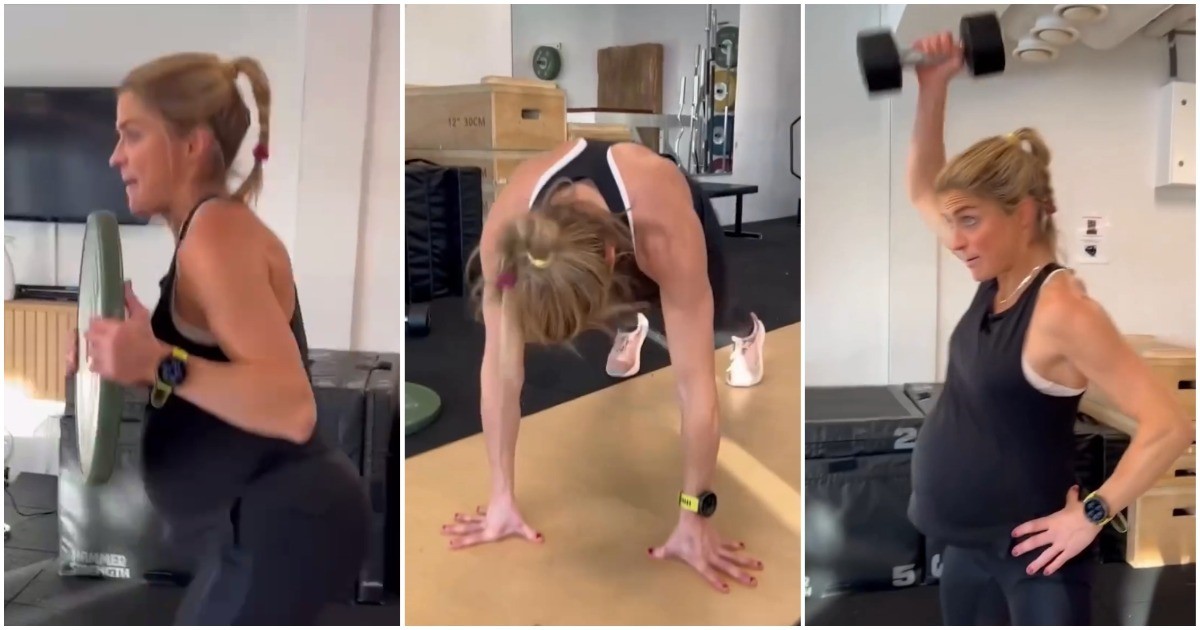 Тренировка спортсменки на позднем сроке беременности