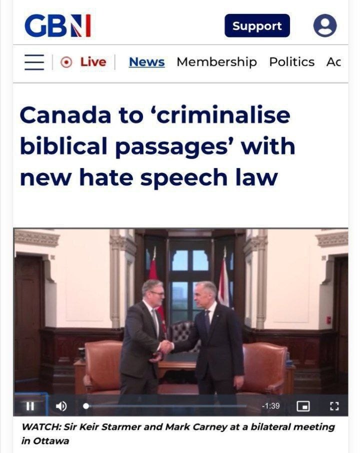 В Канаде тоже ничего не меняется. Там хотят запретить Библию. Канада разрабатывает закон, котрый сделает незаконным чтение некоторых частей Библии. Каких именно- пока умалчивается