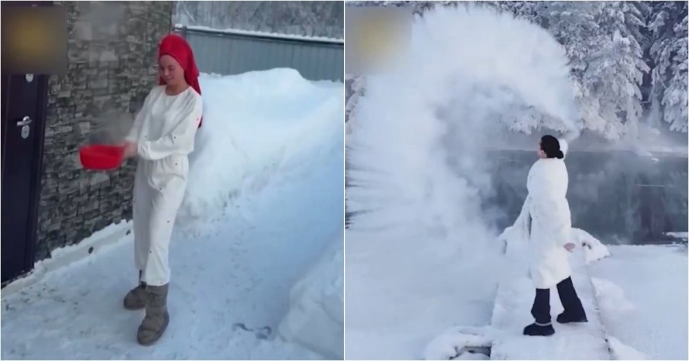Опасный тренд: девушки распыляют кипяток на морозе ради эффектных кадров