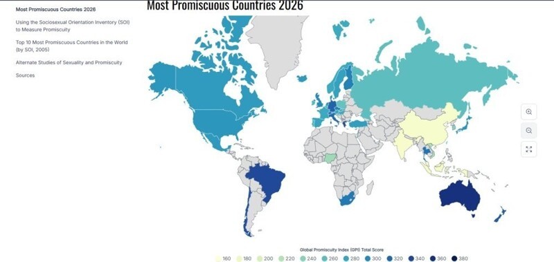 Россия заняла последние строчки в рейтинге самых «распущенных» стран мира