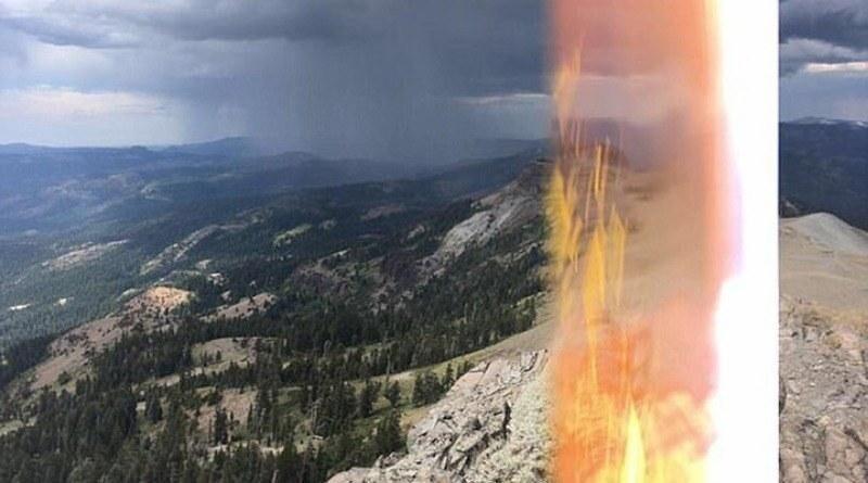 Туристу удалось сфотографировать молнию, попавшую в его мобильный телефон