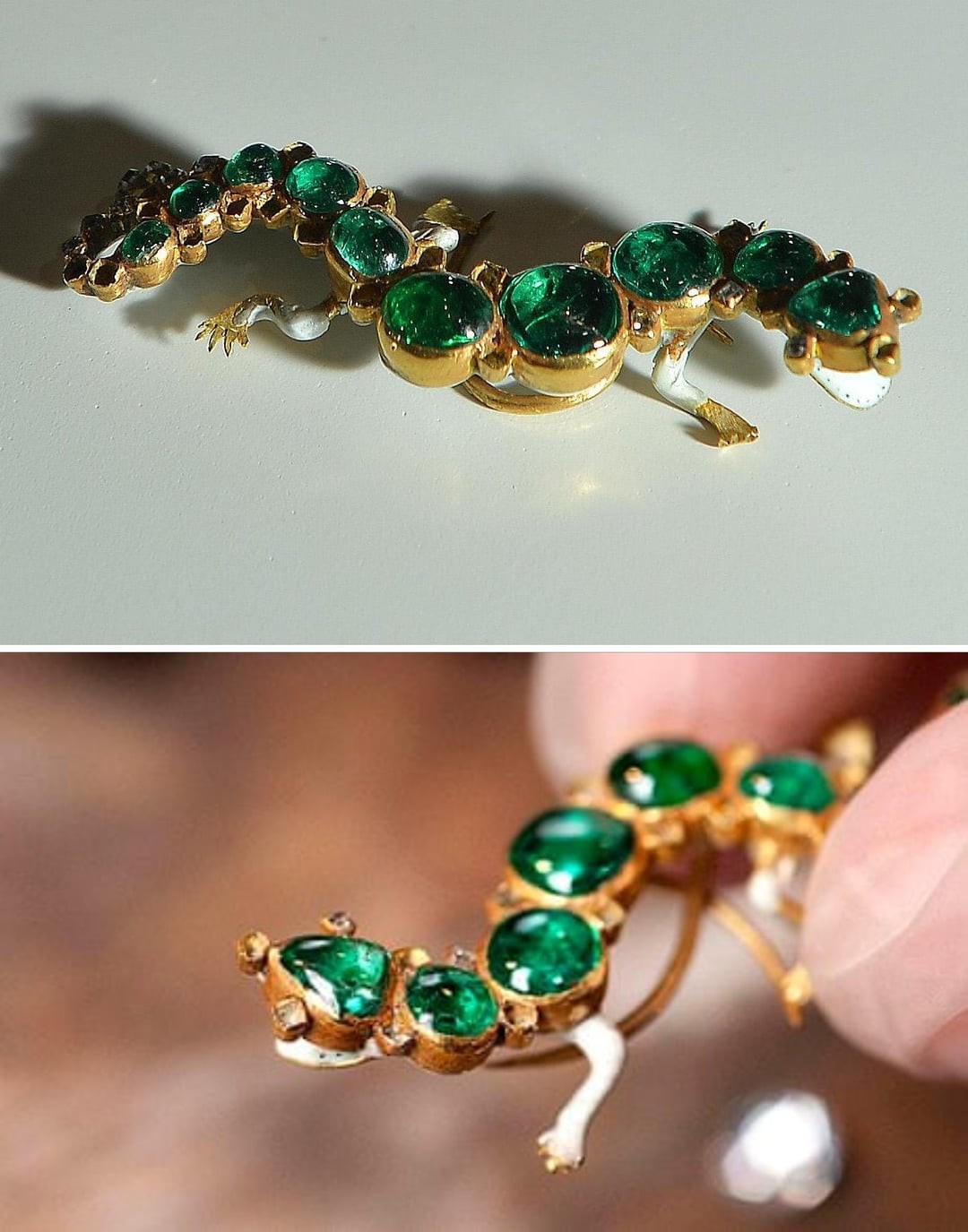 11. Брошь в форме морского конька, выполненная из золота, эмали и драгоценных камней, около 1900 года, Франция, в стиле ар-нуво