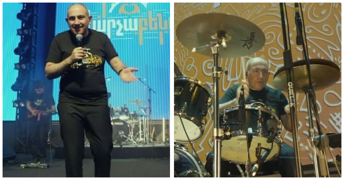 Никол Пашинян дебютировал в качестве барабанщика на концерте в Армении