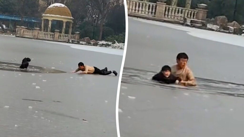 Мужчина спас мальчика из-под льда, но сам оказался в беде