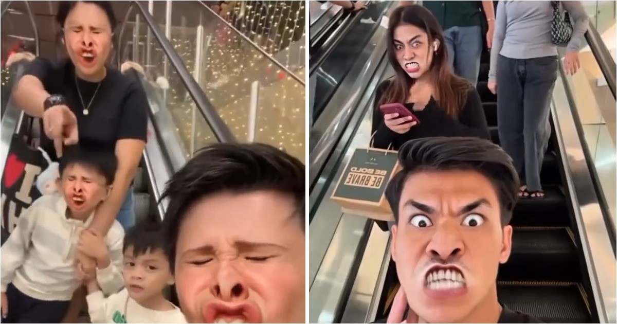 Мужчина примеряет смешные фильтры на себя и прохожих