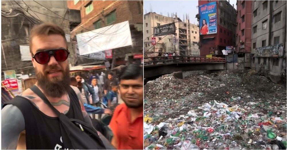 Мужчина показал знаменитые мусорные реки Даки в Бангладеш