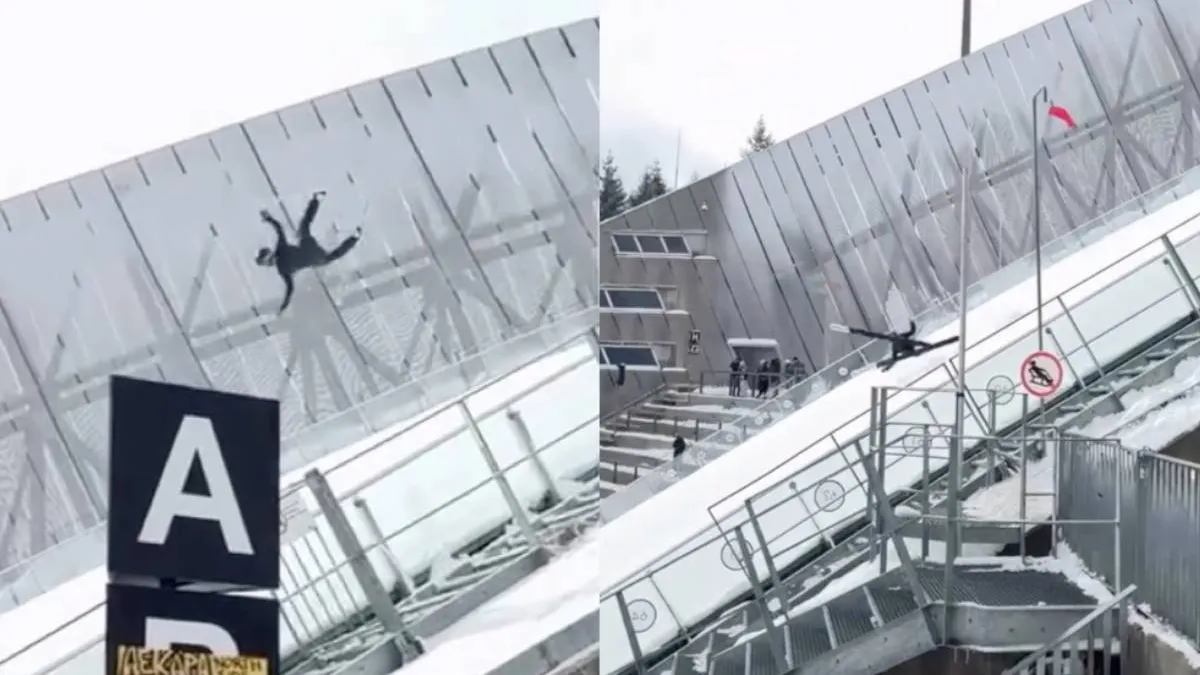 Лыжник пережил серьёзное падение на трамплине
