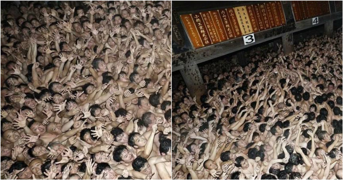 10 000 обнаженных мокрых японских мужчин попытались поймать 2 священные палочки