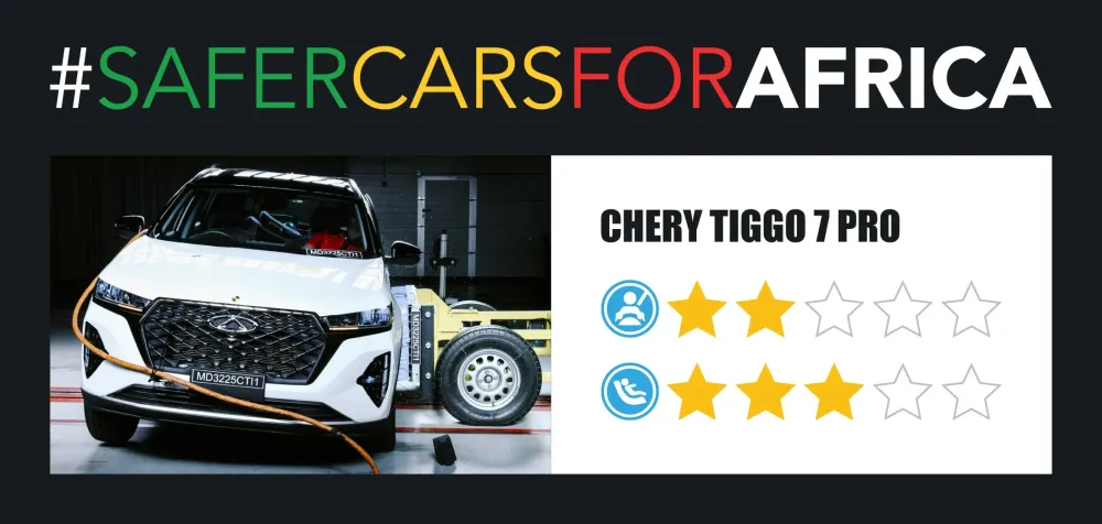 Chery Tiggo 7 Pro прошёл краш-тест на две звезды в ЮАР